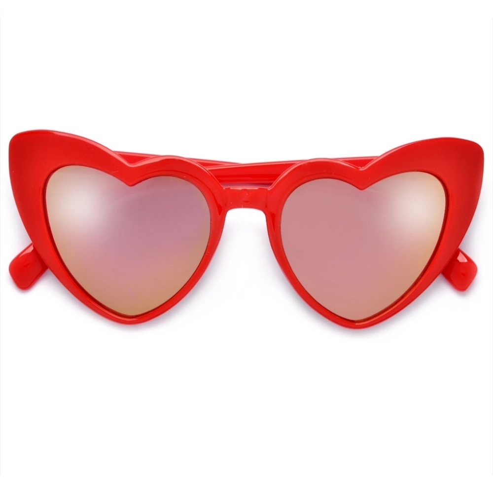 Heart Sunglasses Red Frame Pink Mirror Lens